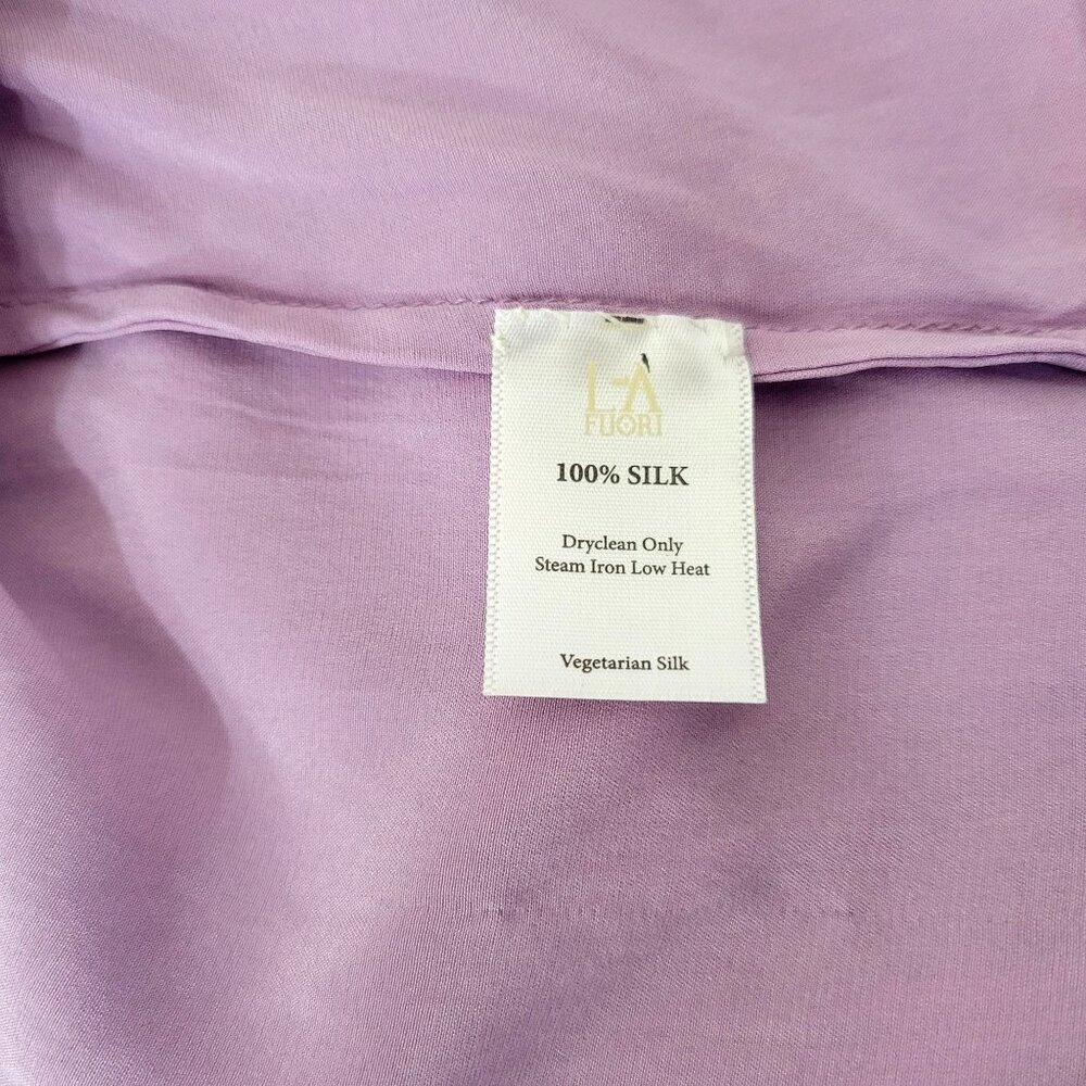 La Fuori Lavender Silk Embroidered Floral Shirt Women's XL with Original Tags - Picture 7 of 9